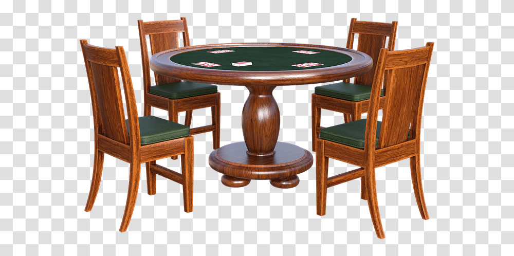 Poker Table 3d Render Cards Play Gambling Casino Poker Table, Chair, Furniture, Dining Table, Tabletop Transparent Png