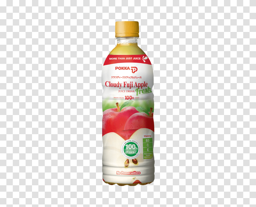 Pokka Sg Cloudy Fuji Apple Juice, Ketchup, Food, Bottle, Beverage Transparent Png