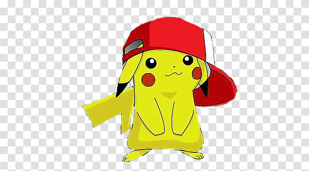 Pokmon Pikachu Cap Kawaii Sticker By Andy Hughes Cute Pikachu With Hat, Clothing, Apparel, Label, Text Transparent Png