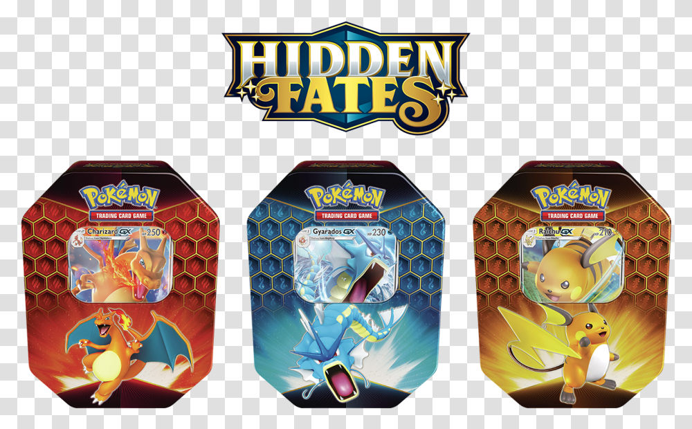 Pokmon Tcg Hidden Fates Tin Charizardgyaradosraichu Pokemon Hidden Fates Tins, Game, Book, Slot, Gambling Transparent Png