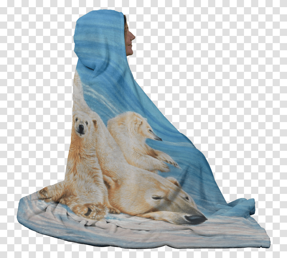 Polar Bear Hooded Blanket Carving, Apparel, Person, Human Transparent Png