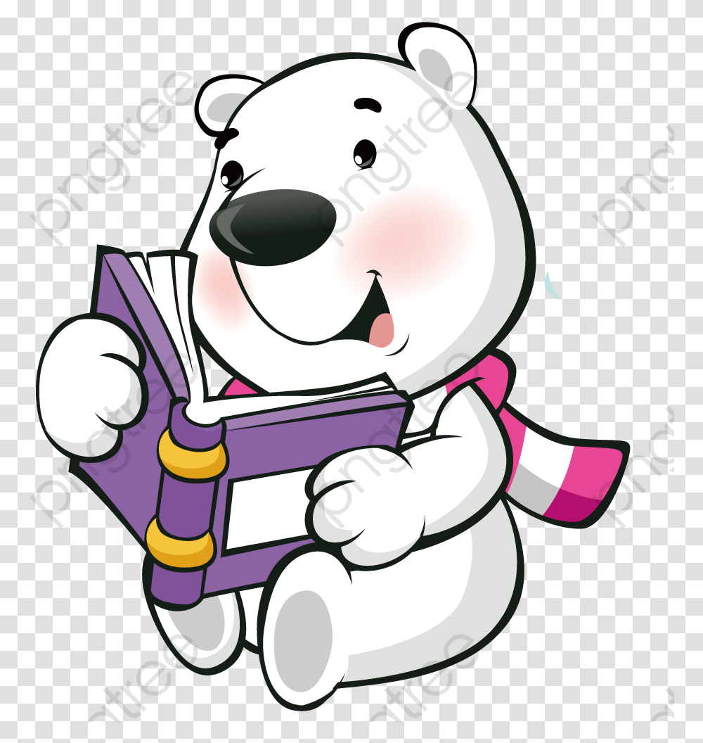Polar Bear Reading A Book Clipart Download Polar Bear Reading A Book Clip Art, Performer Transparent Png