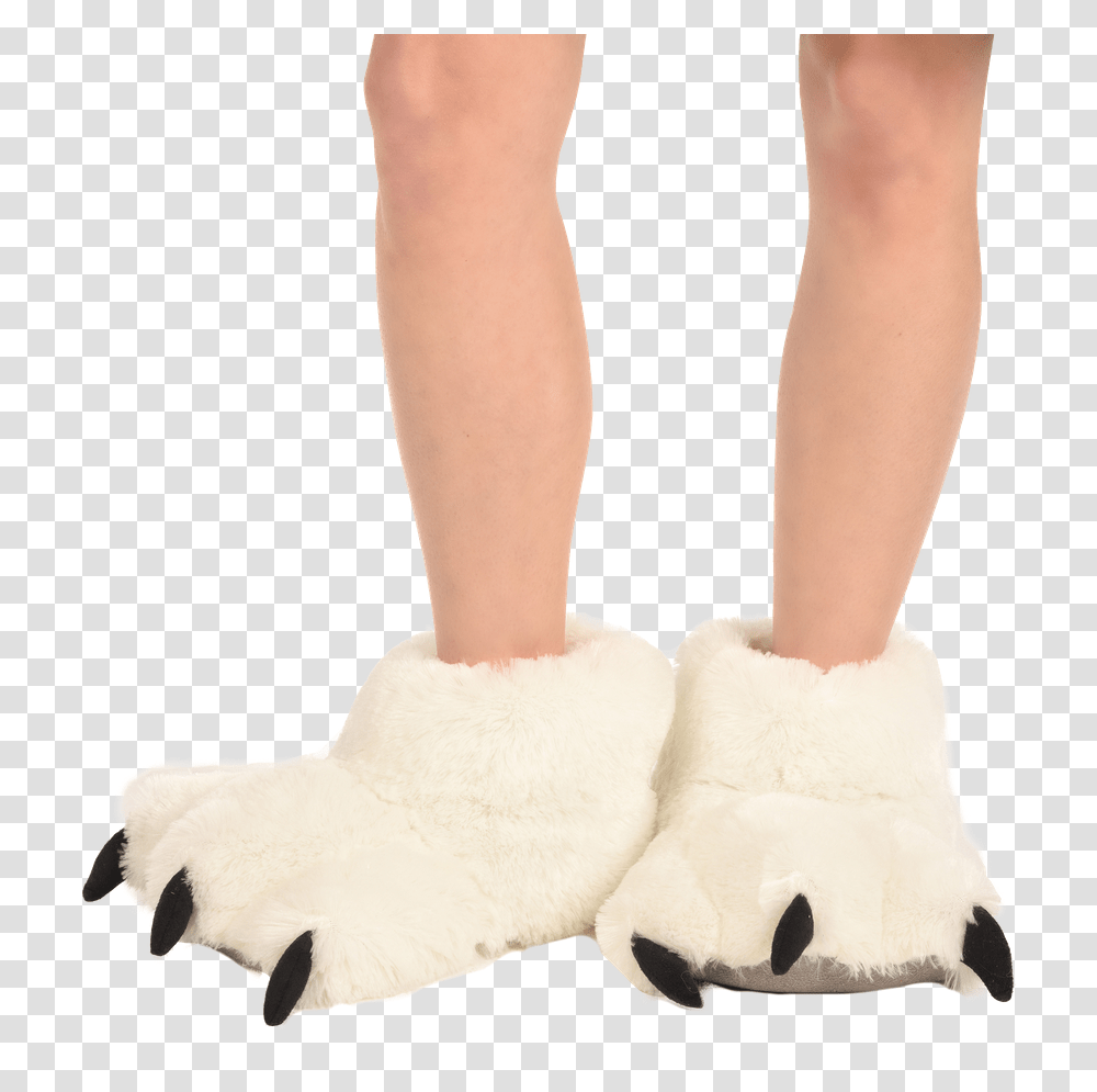 Polar Bear White Polar Bear Feet Slippers, Apparel, Person, Human Transparent Png