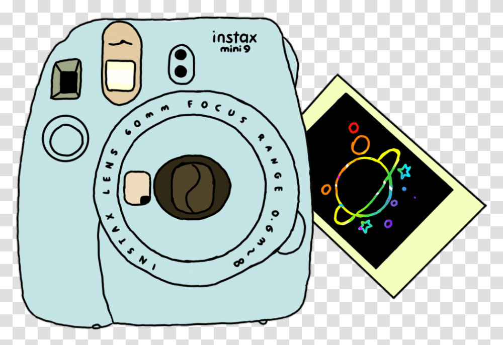 Polaroid Camera And Galaxy Self Drawn Sticker, Number, Electronics Transparent Png