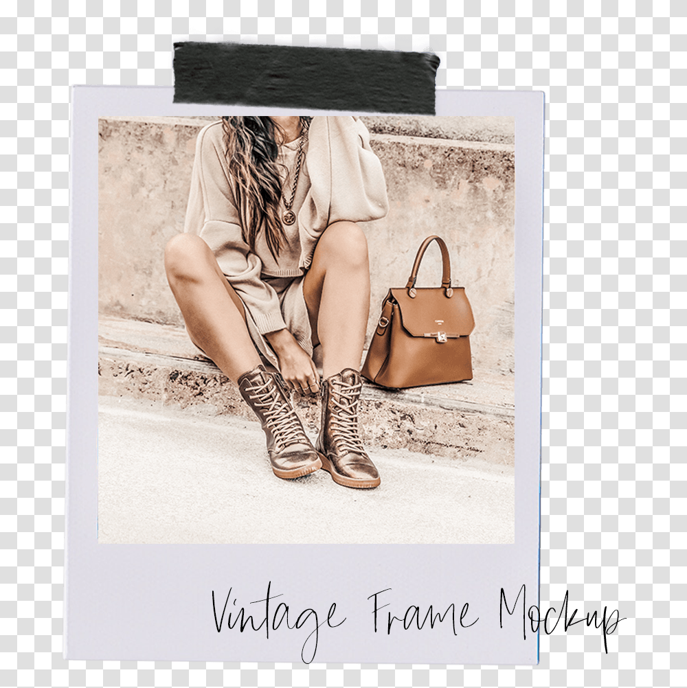 Polaroid Mockup Handbag, Accessories, Accessory, Person, Human Transparent Png