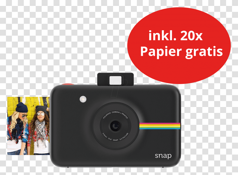 Polaroid Snap Black Inkl Polaroid Snap Instant Print Digital Camera 20 Shots, Electronics, Person, Human, Webcam Transparent Png