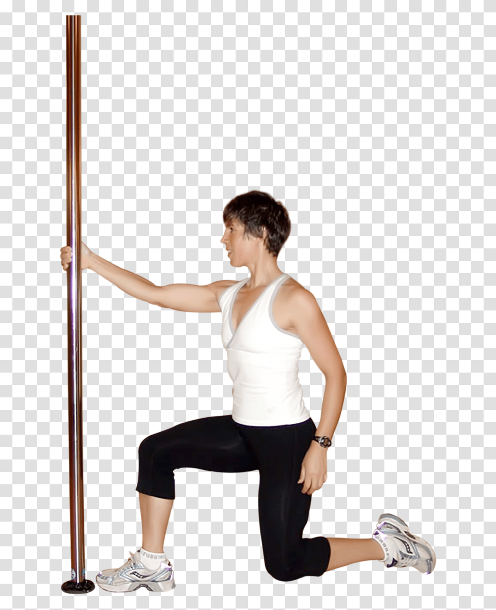 Pole Dancing Image Lunge Holding Pole Pole, Person, Leisure Activities, Furniture Transparent Png