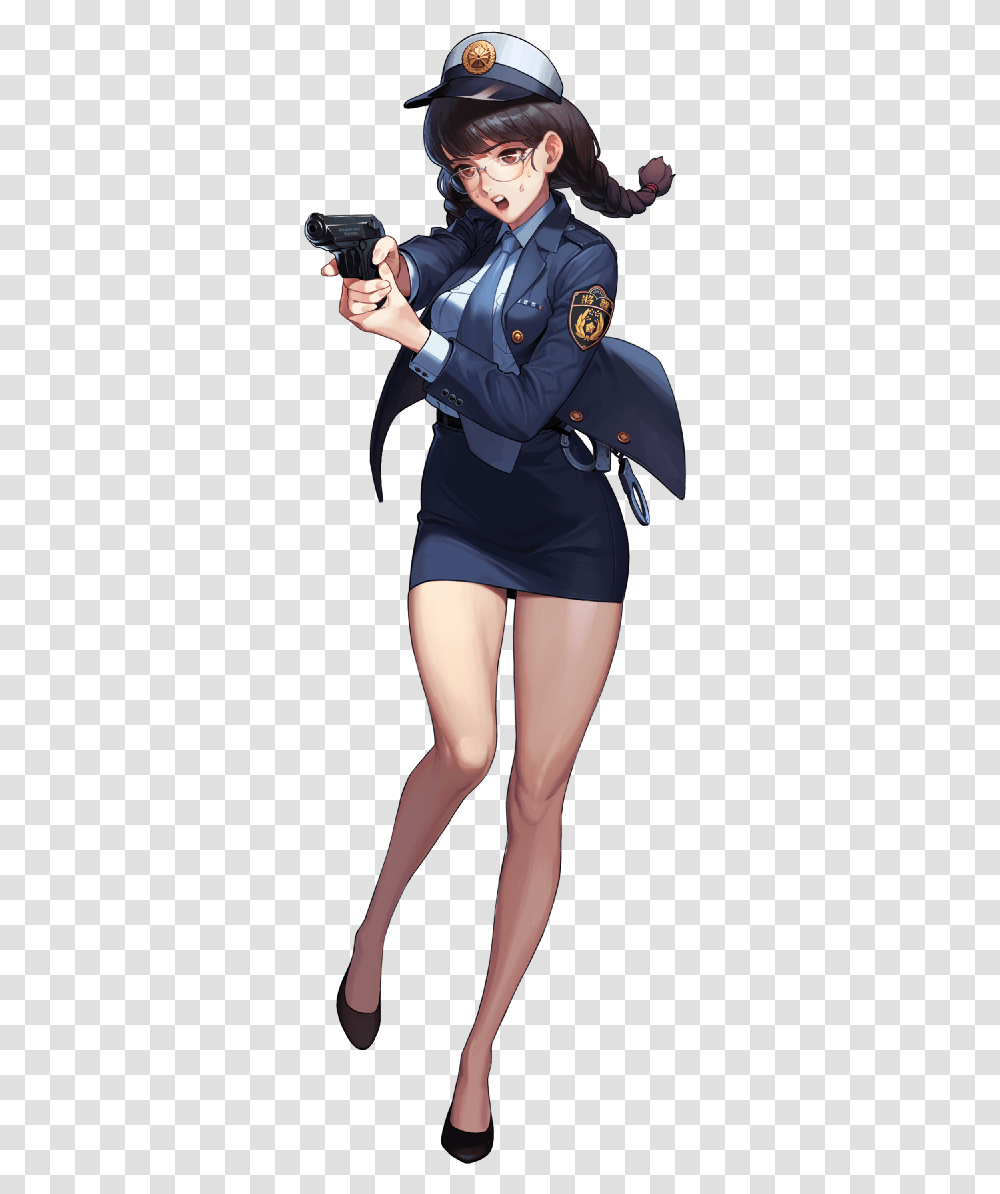Police Anime Female Police Officer, Person, Dress, Costume Transparent Png
