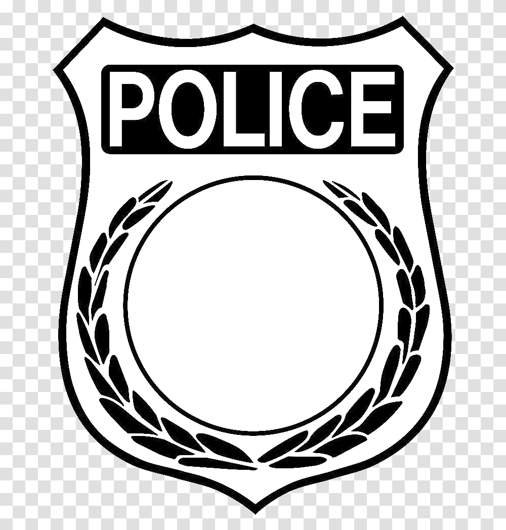 Police Badge Free Images Clip Art Police Badge Clipart Black And White, Label, Stencil, Sticker Transparent Png