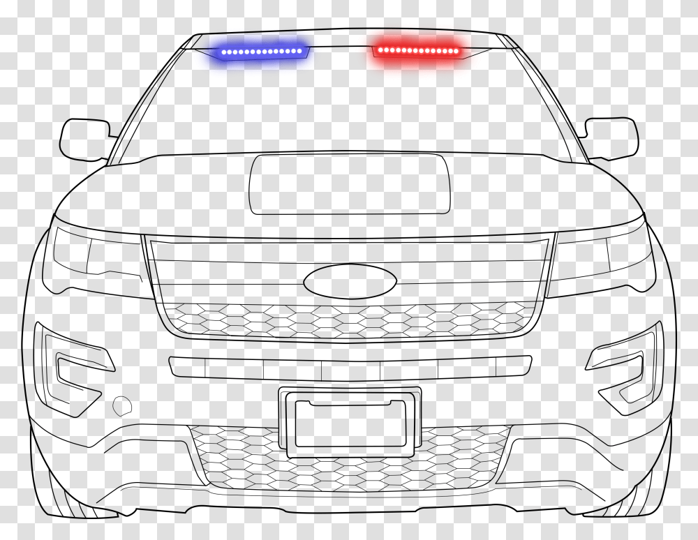 Police Car Cop Car Outline Front View, Electronics, Screen, Monitor Transparent Png