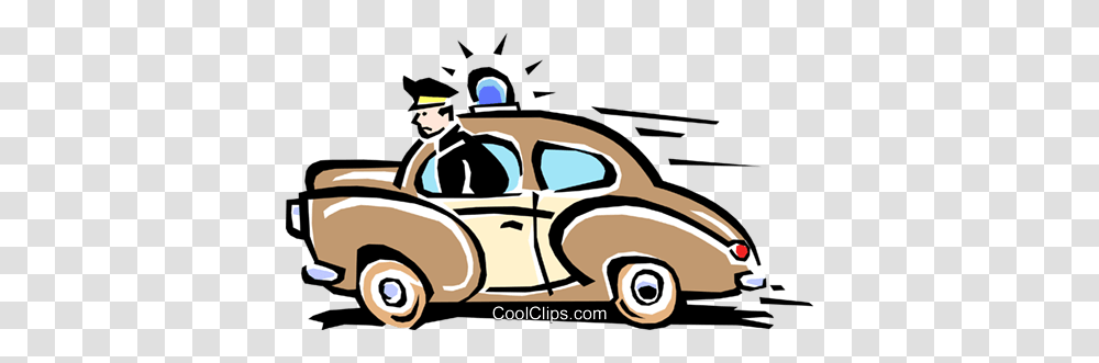 Police Car Royalty Free Vector Clip Art Illustration, Vehicle, Transportation, Outdoors, Driving Transparent Png