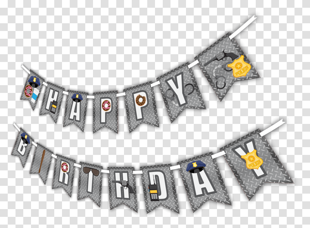 Police Cop Happy Birthday Party Banner - Birthdaygalorecom Happy Birthday Police, Text, Accessories, Accessory, Wristwatch Transparent Png