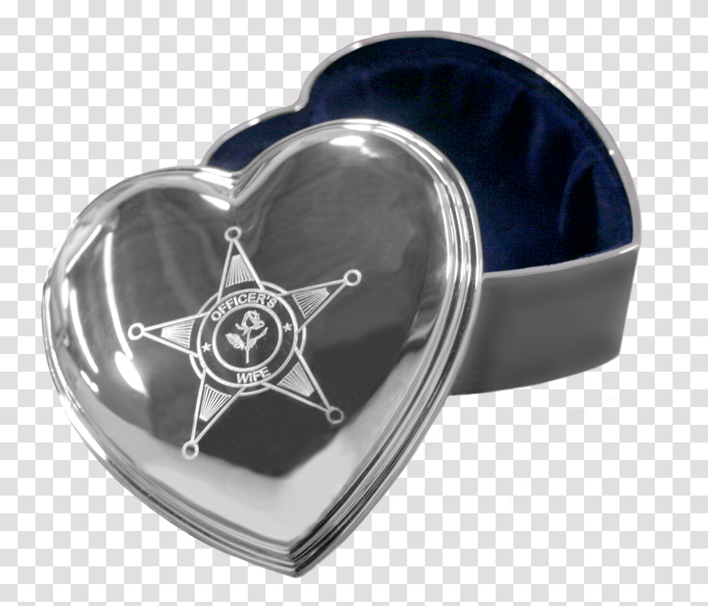 Police Engraved Silver Heart Jewelry Box Solid, Helmet, Clothing, Apparel, Symbol Transparent Png