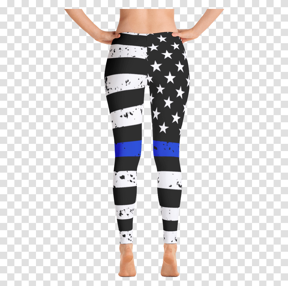 Police Flag Leggings Red Black And White Leggings, Pants, Person, Jeans Transparent Png