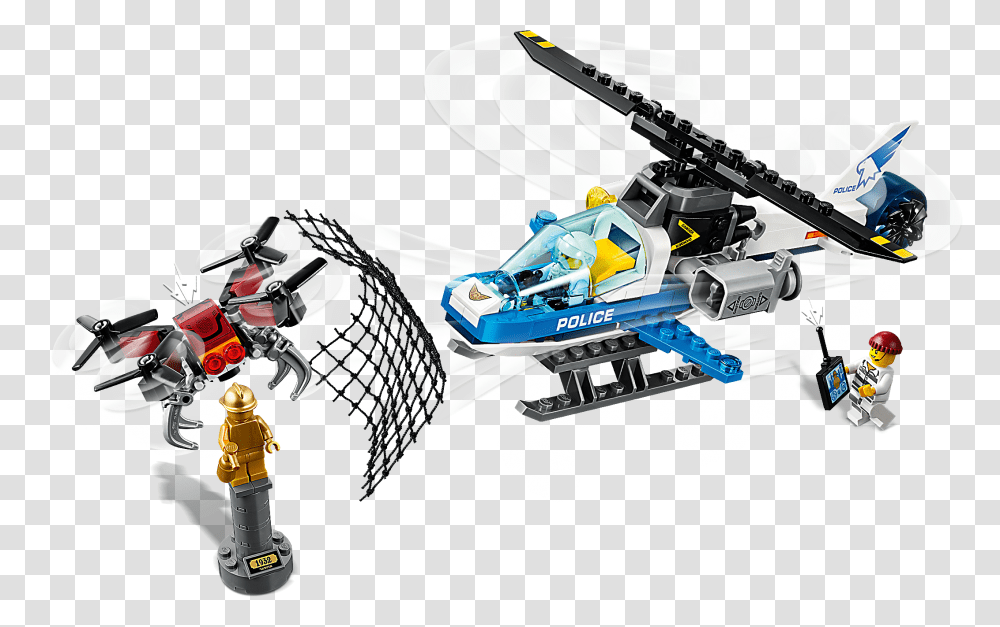 Police Helicopter Lego Sky Police Drone Chase, Transportation, Vehicle, Person, Human Transparent Png