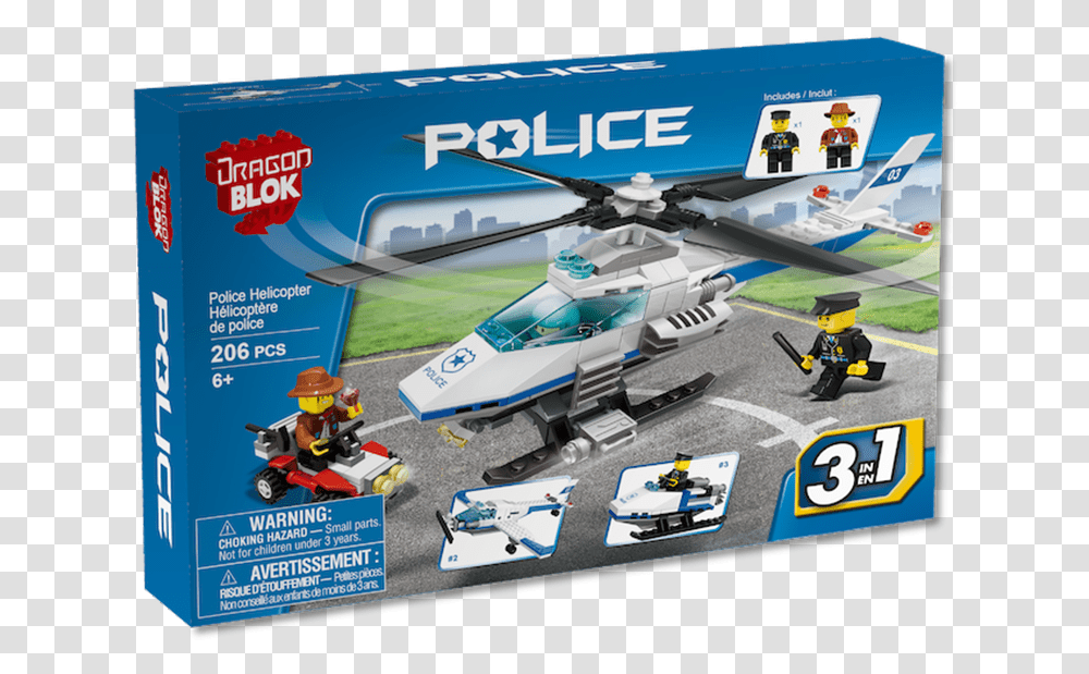 Police Helicopter Lego, Vehicle, Transportation, Toy, Aircraft Transparent Png