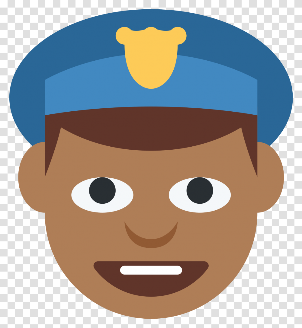 Police Man Emoji Clipart Download Police Face Cartoon, Head, Plant, Bakery, Label Transparent Png