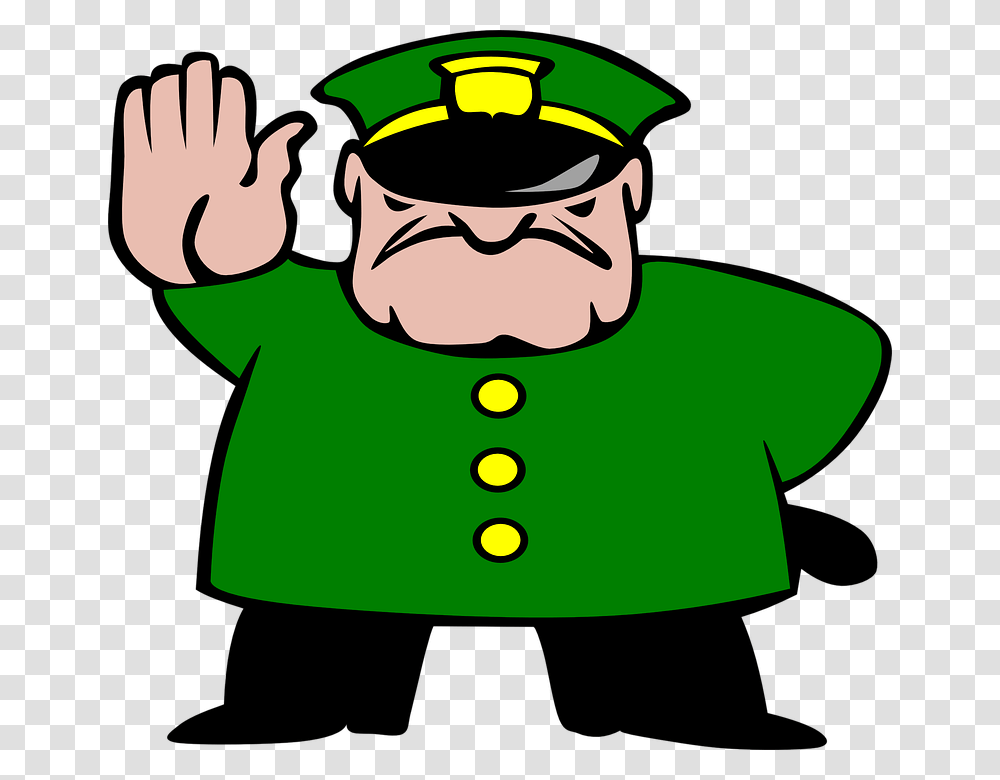 Police Man Stop Strict Stick Angry Hat Green Stop Clipart, Face, Head, Chef Transparent Png