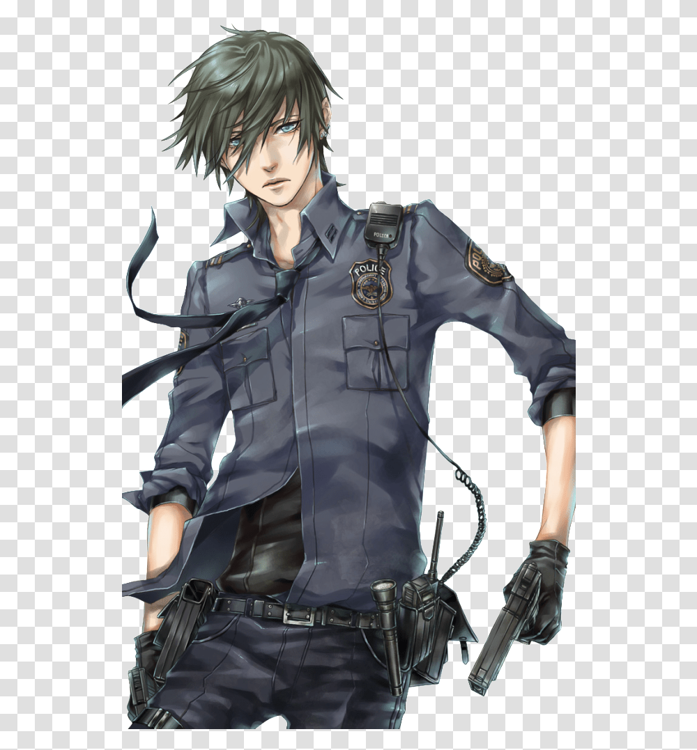 Police Officer Anime Image With No Anime Police Male Officer, Clothing, Person, Military Uniform, Coat Transparent Png