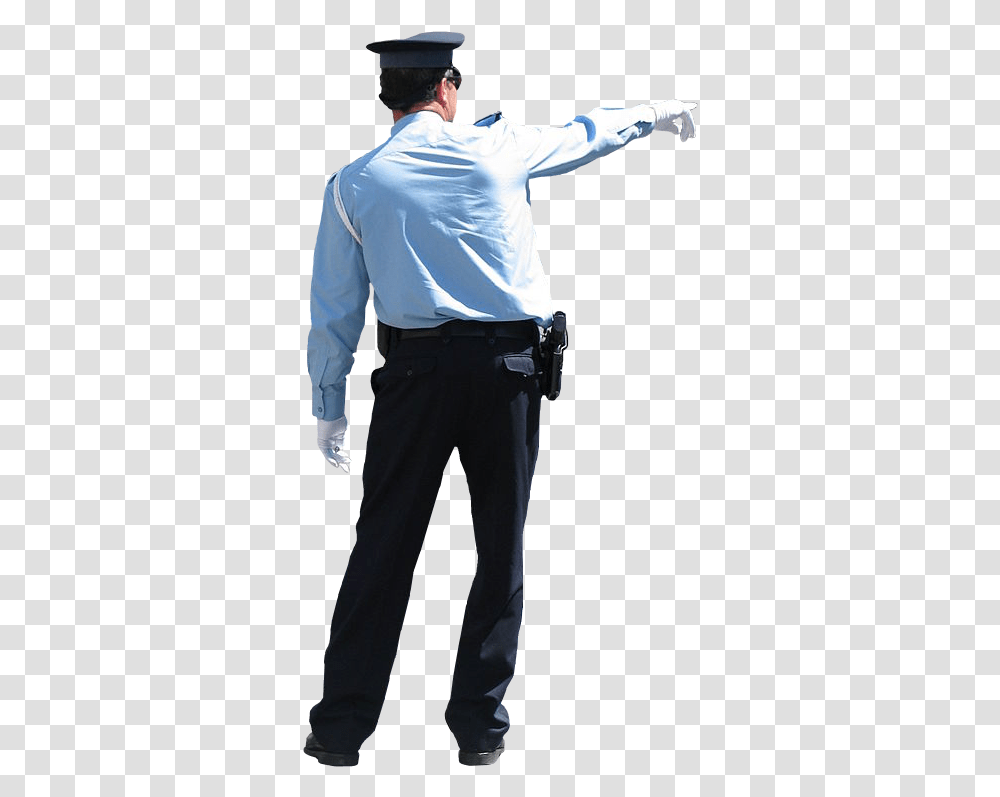 Police Officer Back, Person, Shirt, Pants Transparent Png