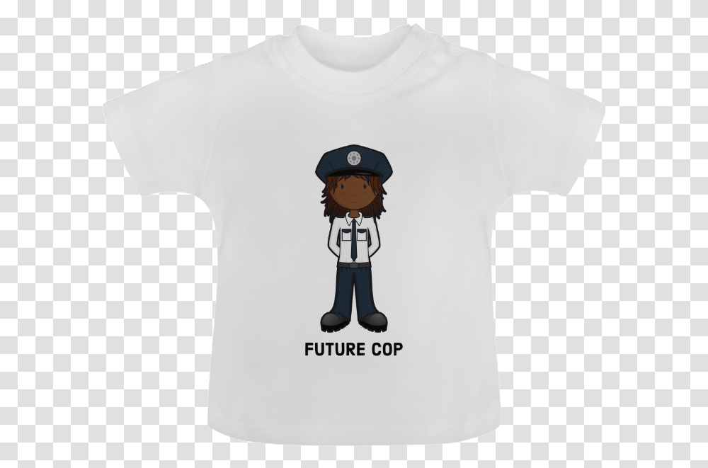 Police Officer Girl Law Enforcement Baby Classic T Shirt Cartoon, Apparel, T-Shirt, Person Transparent Png