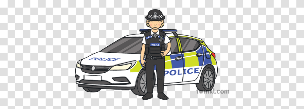 Police Officer Next To Car Law Enforcement Pwhu Police Car, Vehicle, Transportation, Automobile, Person Transparent Png