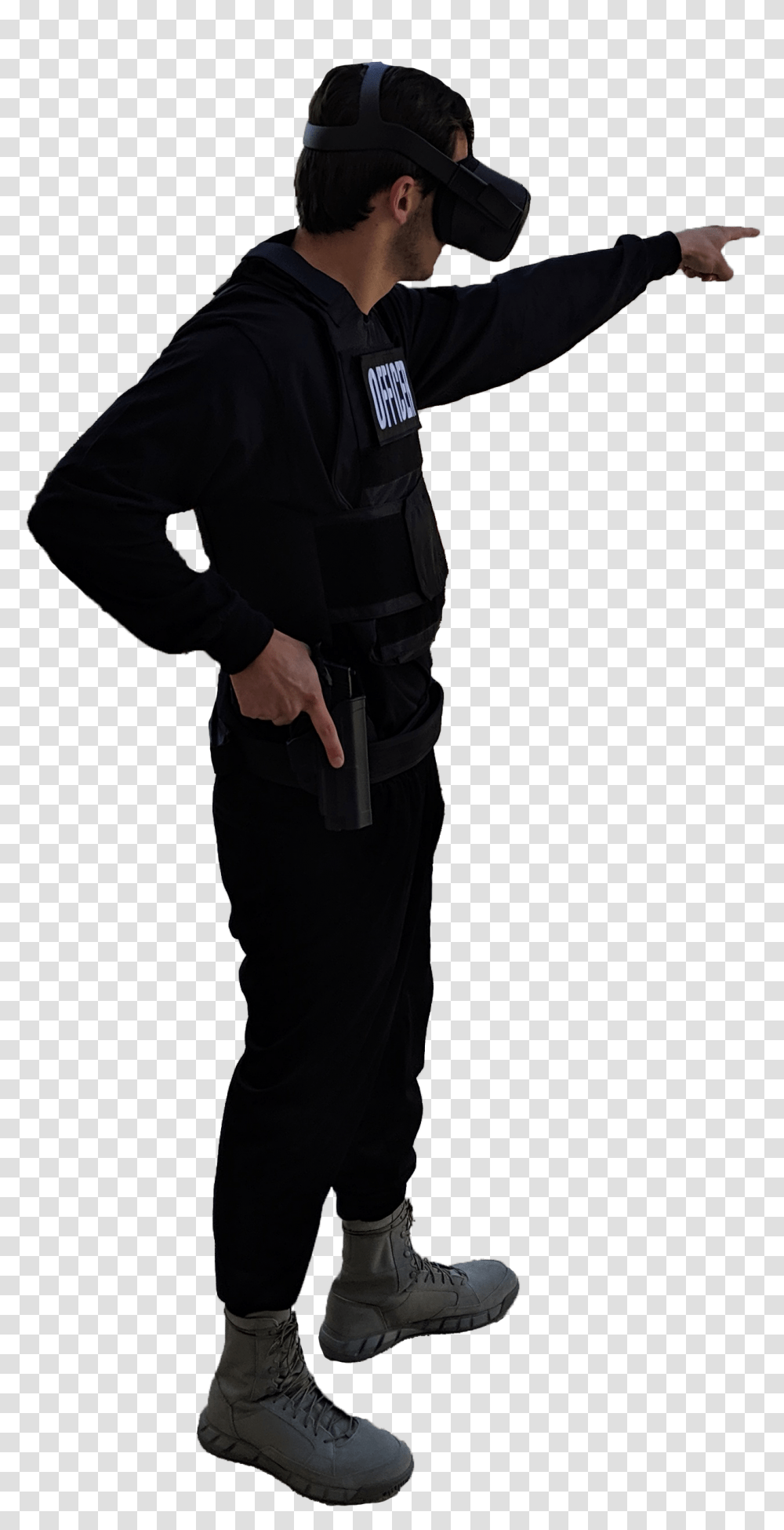 Police Officer Training In Virtual Reality Standing, Sleeve, Long Sleeve, Person Transparent Png