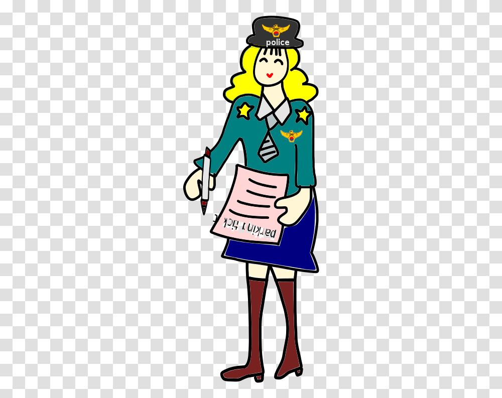 Police Officer Woman With A Parking Ticket Police Clipart, Label, Plant Transparent Png