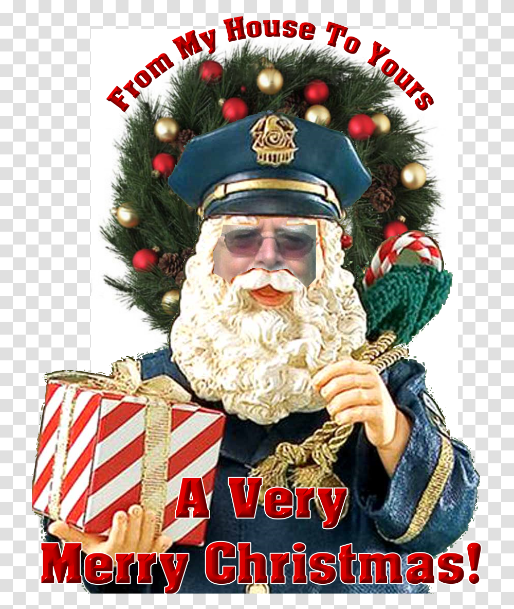 Police Santa Claus Figurine, Face, Person, Military Uniform, Officer Transparent Png