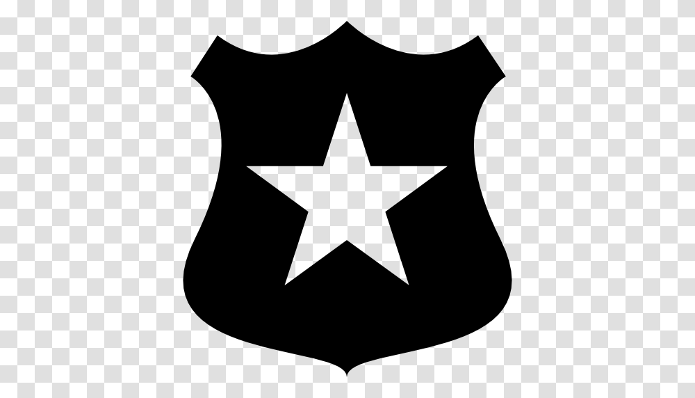 Police Shield With A Star Symbol, Stencil, Apparel Transparent Png