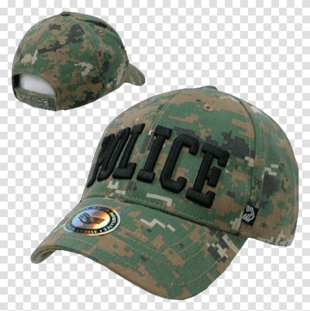 Police Woodland Digital Cap Hat, Clothing, Apparel, Baseball Cap, Helmet Transparent Png