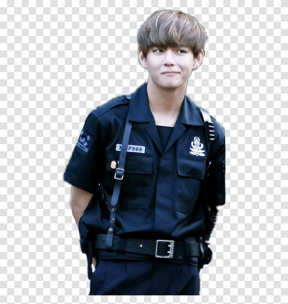 Policeman Bts V Tae Bangtanboys Taehyung Police, Military, Military Uniform, Person, Officer Transparent Png