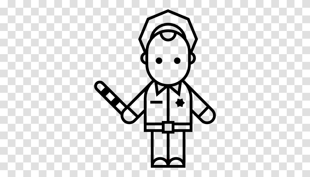 Policeman With Stick, Stencil, Drawing, Snowman Transparent Png
