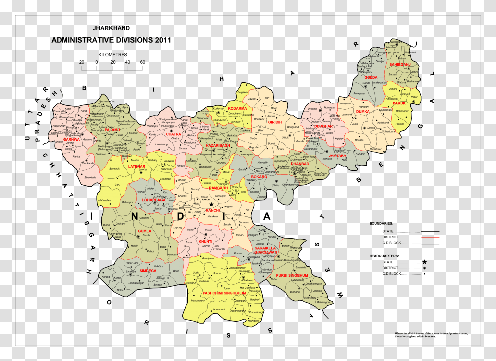 Political Map Of Jharkhand, Diagram, Plot, Atlas, Green Transparent Png