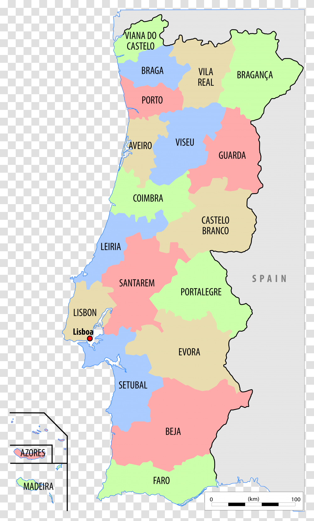 Political Map Of Portugal Simple Political Map Of Portugal, Diagram, Atlas, Plot, Poster Transparent Png