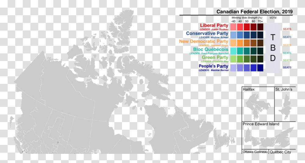 Political Parties In Canada 2019, Map, Diagram, Plot, Atlas Transparent Png