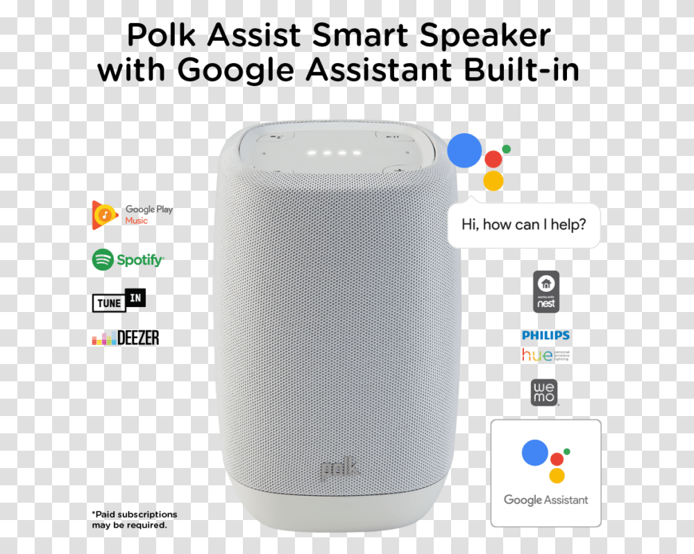 Polk Assist Polk Assist Smart Speaker, Electronics, Audio Speaker, Paper Transparent Png