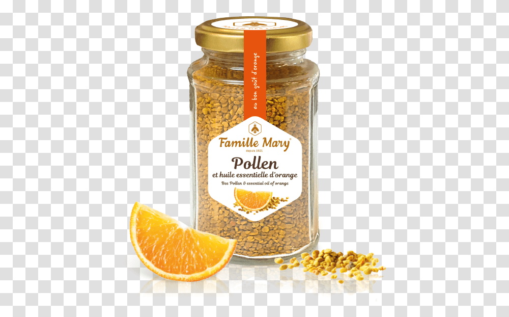 Pollen Organic Essential Oil Of Orange Pollen Fleur, Citrus Fruit, Plant, Food, Jar Transparent Png