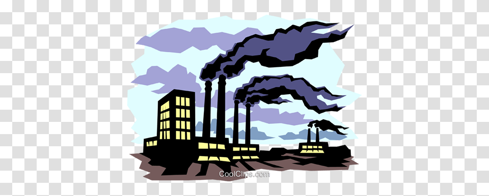 Pollution Royalty Free Vector Clip Art Illustration, Building, Power Plant, Poster, Advertisement Transparent Png