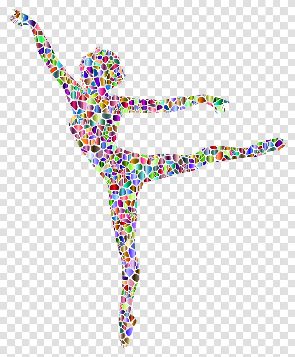 Polychromatic Tiled Lithe Dancing Woman Silhouette Background Dancing Woman Silhouette, Light, Cross, Crowd Transparent Png