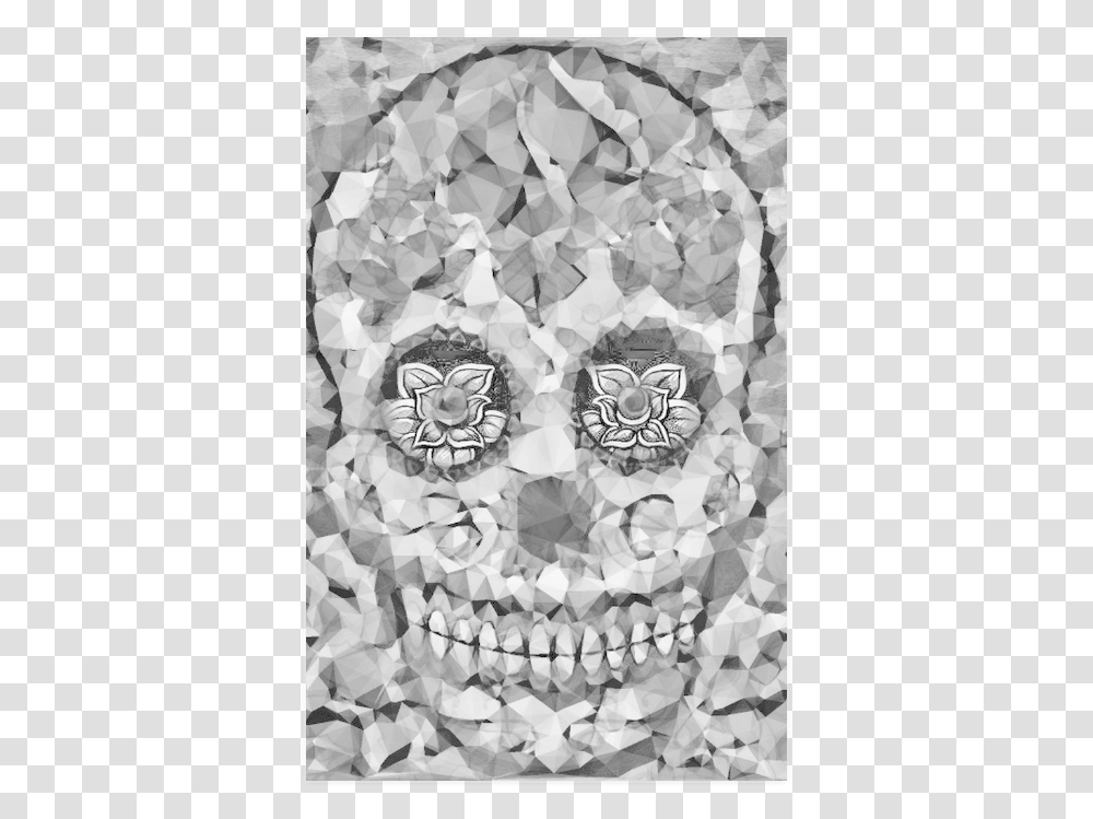 Polygon Skull Black White Poster 22 X34 Skull, Doodle, Drawing, Face Transparent Png