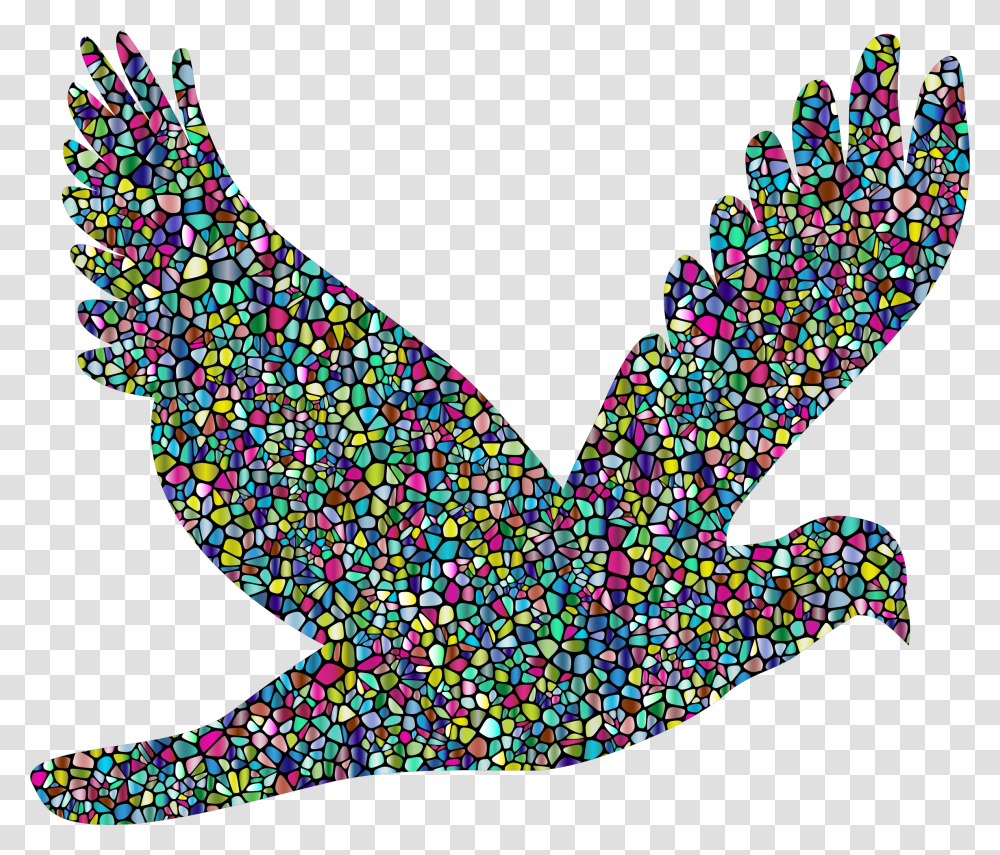 Polyprismatic Tiled Flying Dove Silhouette With Background Icons, Parade, Crowd, Light Transparent Png