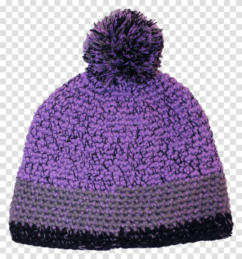 Pom Pom Knit Hat In Purple Knit Cap, Apparel, Beanie, Scarf Transparent Png
