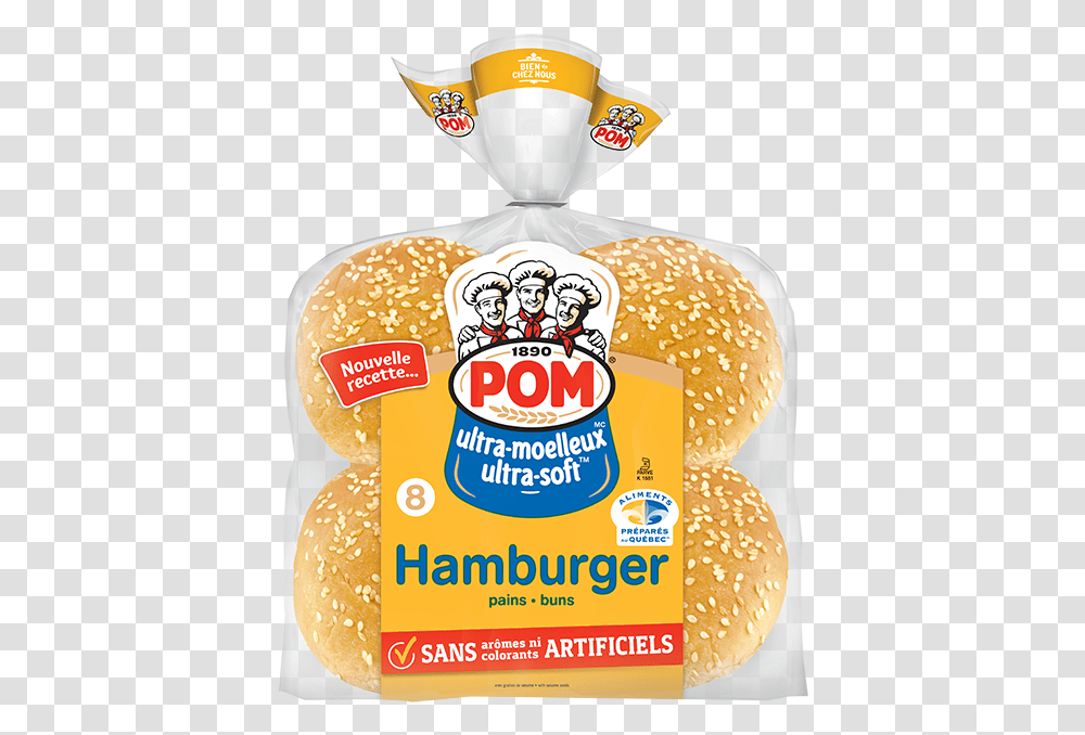 Pom Ultra Moelleux Sesame Hamburger Buns 8 Pack, Bread, Food, Seasoning, Bread Loaf Transparent Png