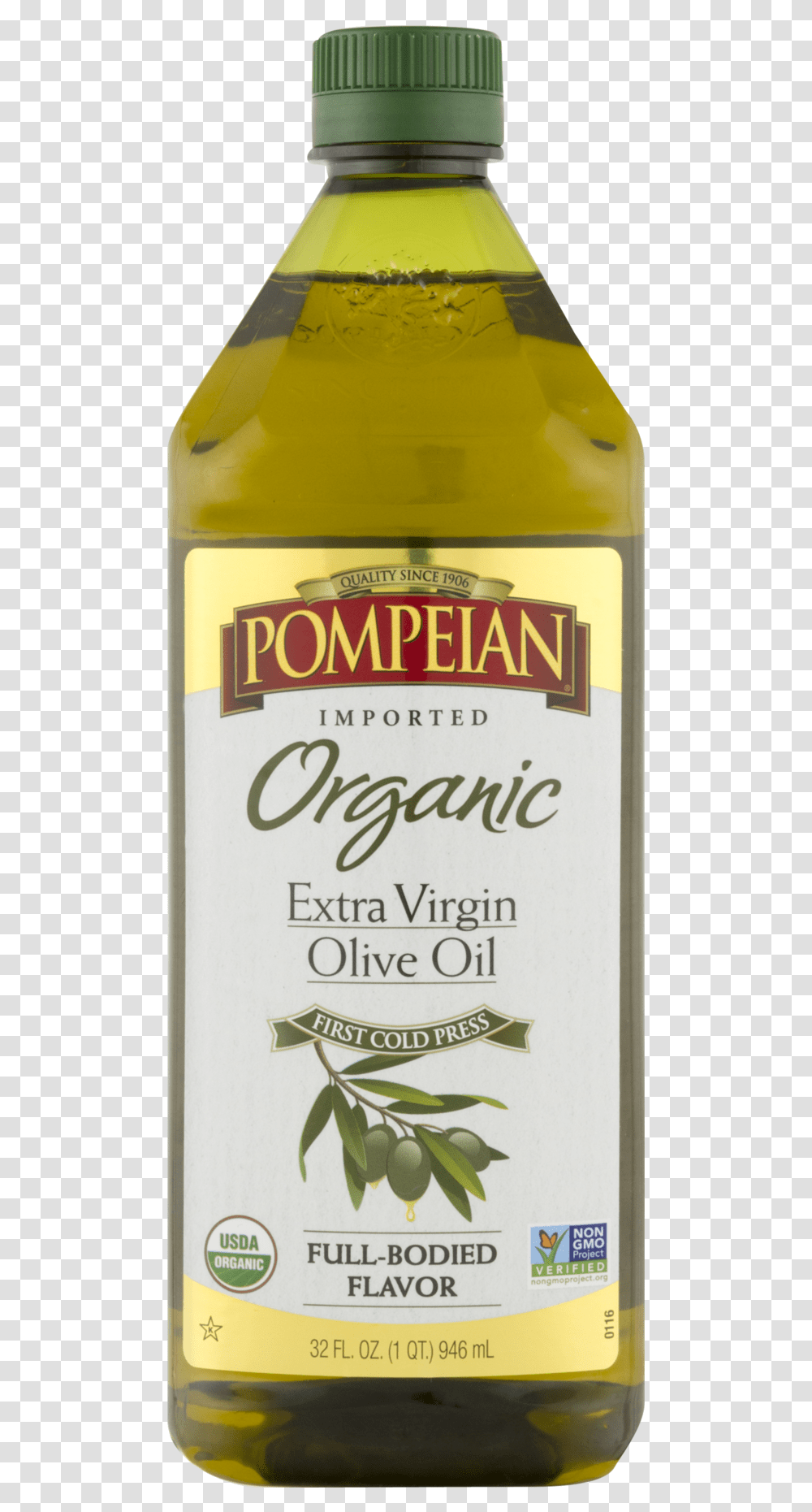 Pompeian Organic Extra Virgin Olive Oil, Label, Beer, Alcohol Transparent Png