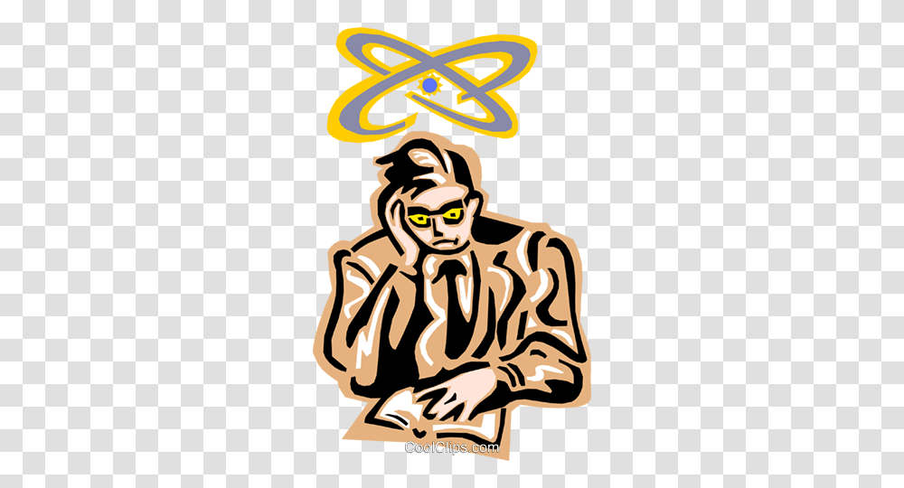 Pondering The Atom Royalty Free Vector Clip Art Illustration, Poster, Advertisement, Statue, Sculpture Transparent Png