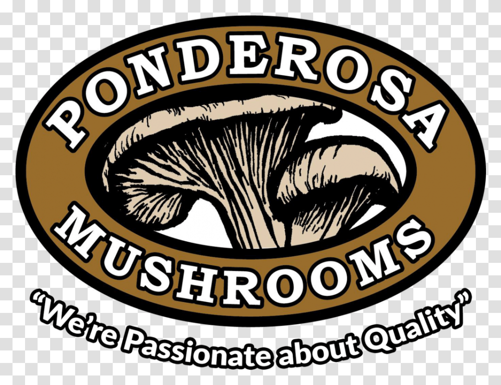 Ponderosa Mushrooms Specialty Foods Mushroom Logo, Label, Text, Plant, Symbol Transparent Png
