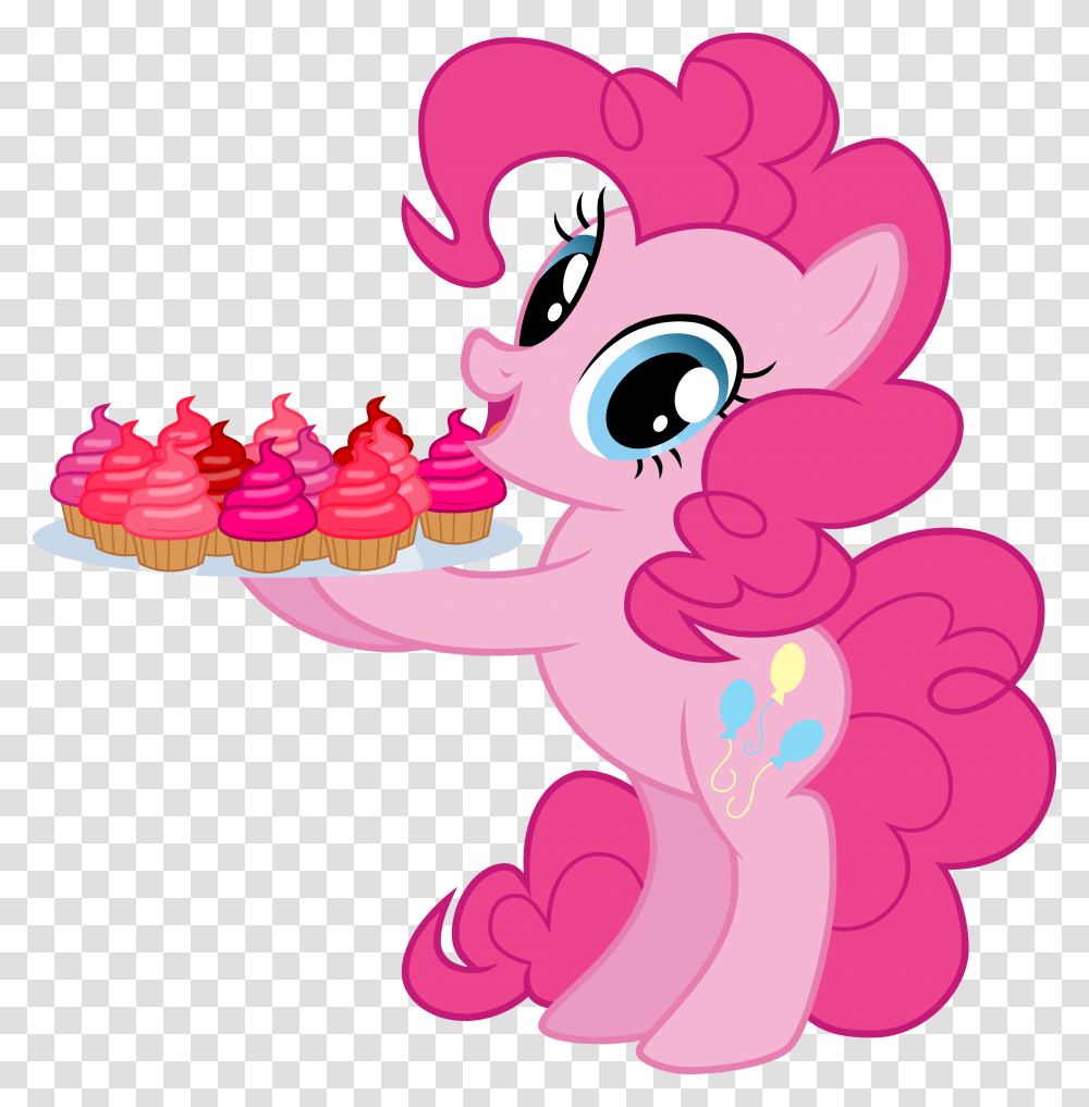 Pony Safe Simple Background Smiling Solo Standing Pinkie Pie Holding A Cupcakes, Cream, Dessert, Food, Creme Transparent Png