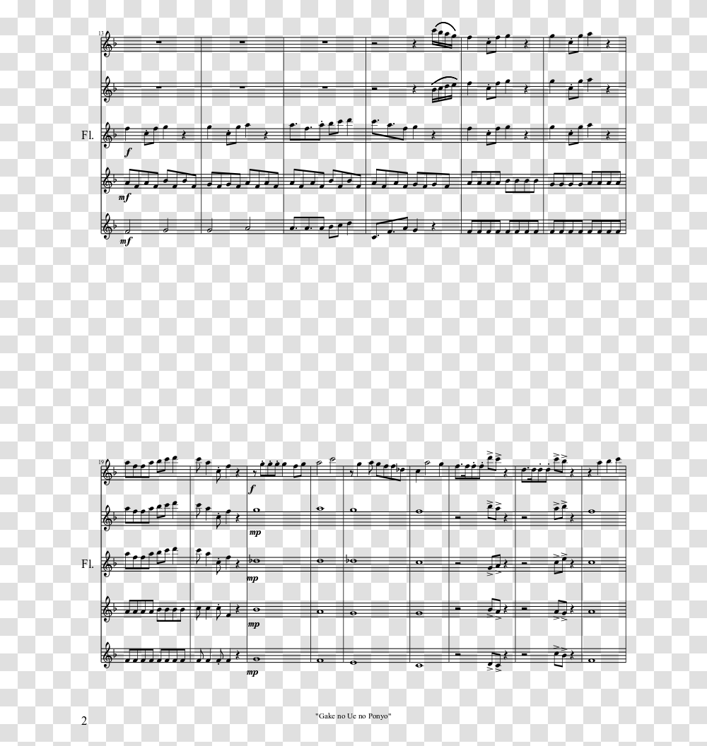 Ponyo Sheet Music Composed By Composed By Joe Hisaishi Follow You Deep Sea Baby Noten, Gray, World Of Warcraft Transparent Png