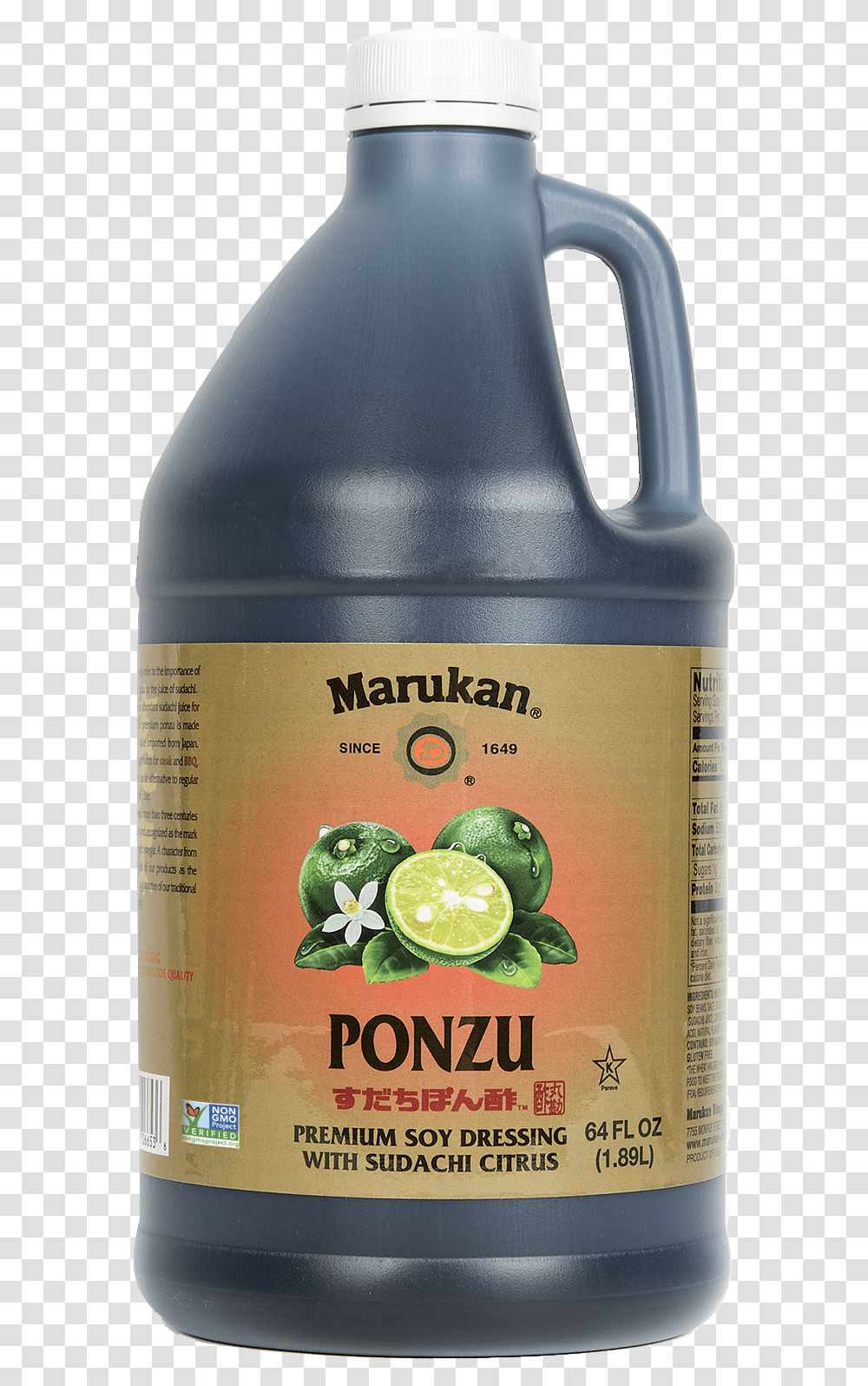 Ponzu Premium Soy Dressing With Sudachi Citrus Bottle, Citrus Fruit, Plant, Food, Beverage Transparent Png